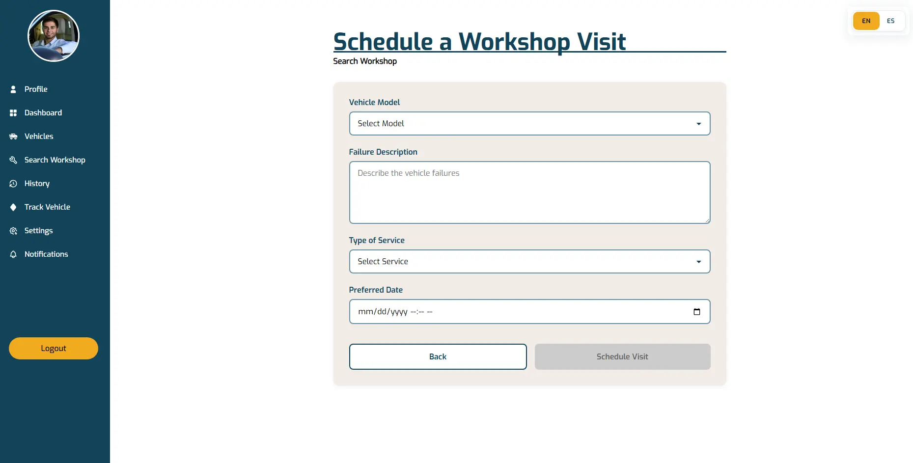 Captura de pantalla - Solicitud de servicios